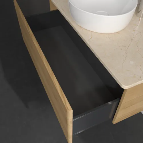 Bild von VILLEROY BOCH Antao Waschbeckenunterschrank, mit Beleuchtung, 1 Auszug, 1000 x 360 x 500 mm, Front ohne Struktur, Honey Oak / Botticino #L31053HN