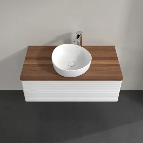 Bild von VILLEROY BOCH Antao Waschbeckenunterschrank, mit Beleuchtung, 1 Auszug, 1000 x 360 x 500 mm, Front mit Struktur, Glossy White Lacquer / Warm Walnut #L31152GF