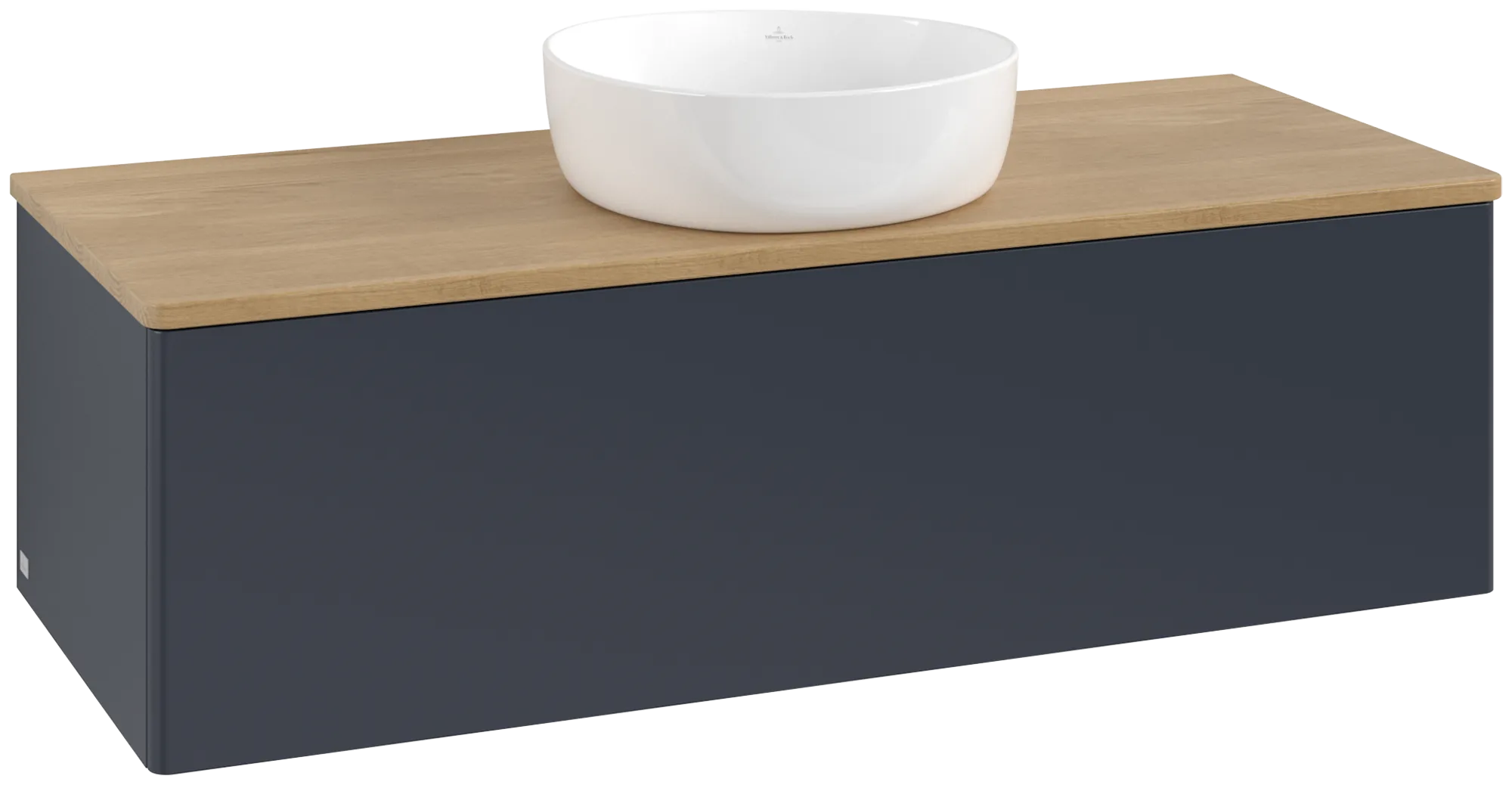 Bild von VILLEROY BOCH Antao Waschbeckenunterschrank, mit Beleuchtung, 1 Auszug, 1200 x 360 x 500 mm, Front ohne Struktur, Midnight Blue Matt Lacquer / Honey Oak #L32011HG