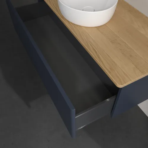 Bild von VILLEROY BOCH Antao Waschbeckenunterschrank, mit Beleuchtung, 1 Auszug, 1200 x 360 x 500 mm, Front ohne Struktur, Midnight Blue Matt Lacquer / Honey Oak #L32011HG