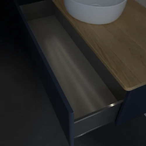 Bild von VILLEROY BOCH Antao Waschbeckenunterschrank, mit Beleuchtung, 1 Auszug, 1200 x 360 x 500 mm, Front ohne Struktur, Midnight Blue Matt Lacquer / Honey Oak #L32011HG
