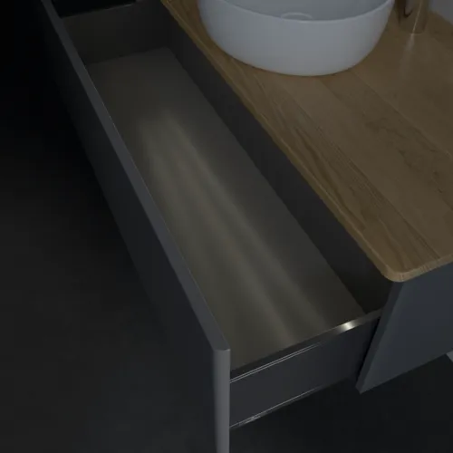 Obrázek VILLEROY BOCH Antao Vanity unit, with lighting, 1 pull-out compartment, 1200 x 360 x 500 mm, Front without structure, Anthracite Matt Lacquer / Honey Oak #L32051GK