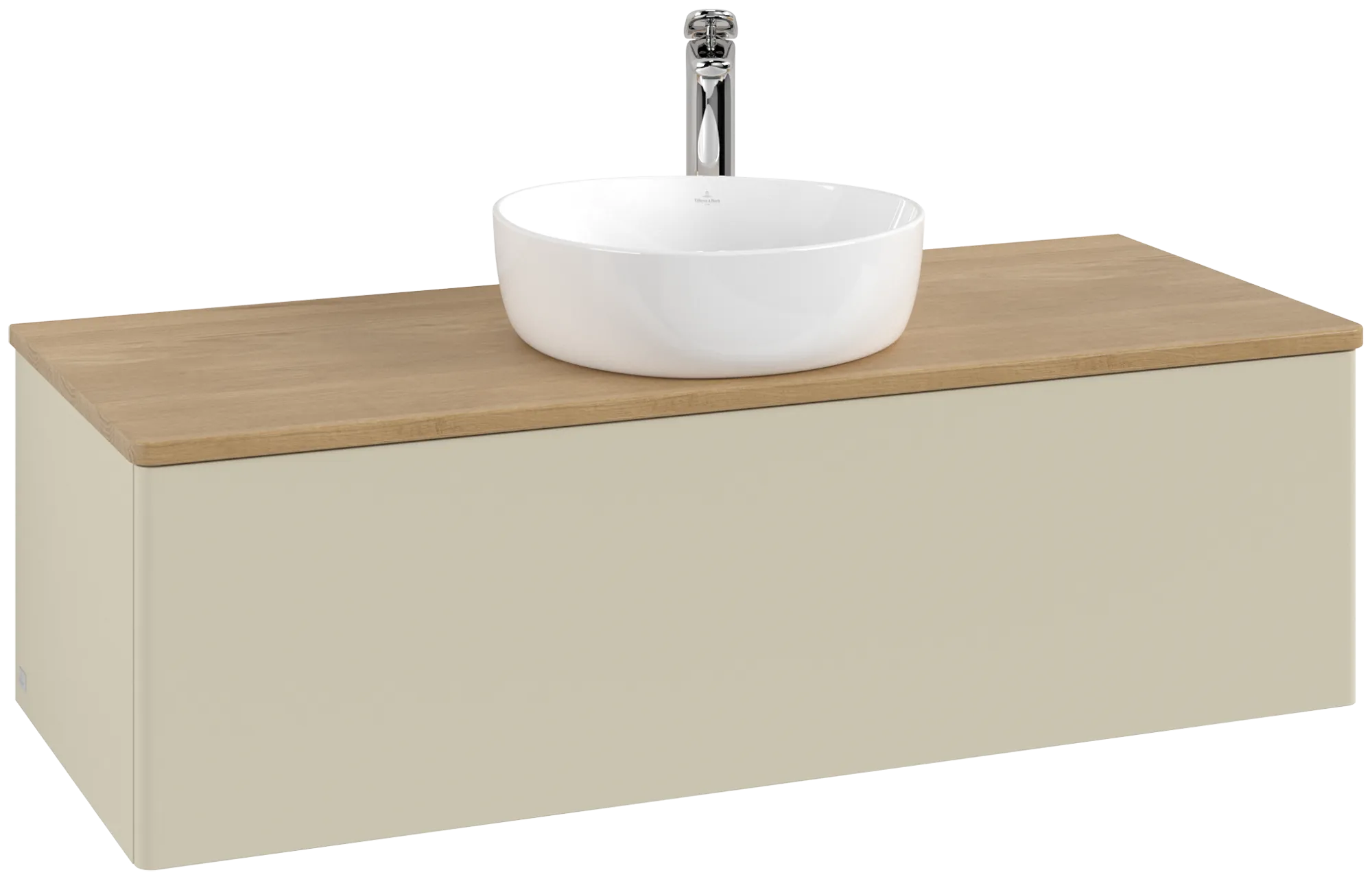 Bild von VILLEROY BOCH Antao Waschbeckenunterschrank, mit Beleuchtung, 1 Auszug, 1200 x 360 x 500 mm, Front ohne Struktur, Silk Grey Matt Lacquer / Honey Oak #L32051HJ