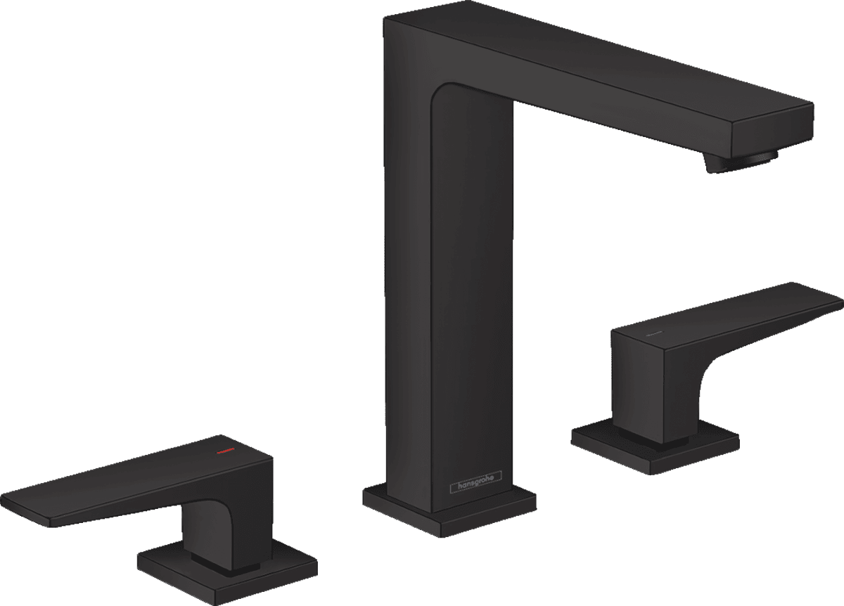 Picture of HANSGROHE Metropol 3-hole basin mixer 160 with lever handles and push-open waste set #32515670 - Matt Black