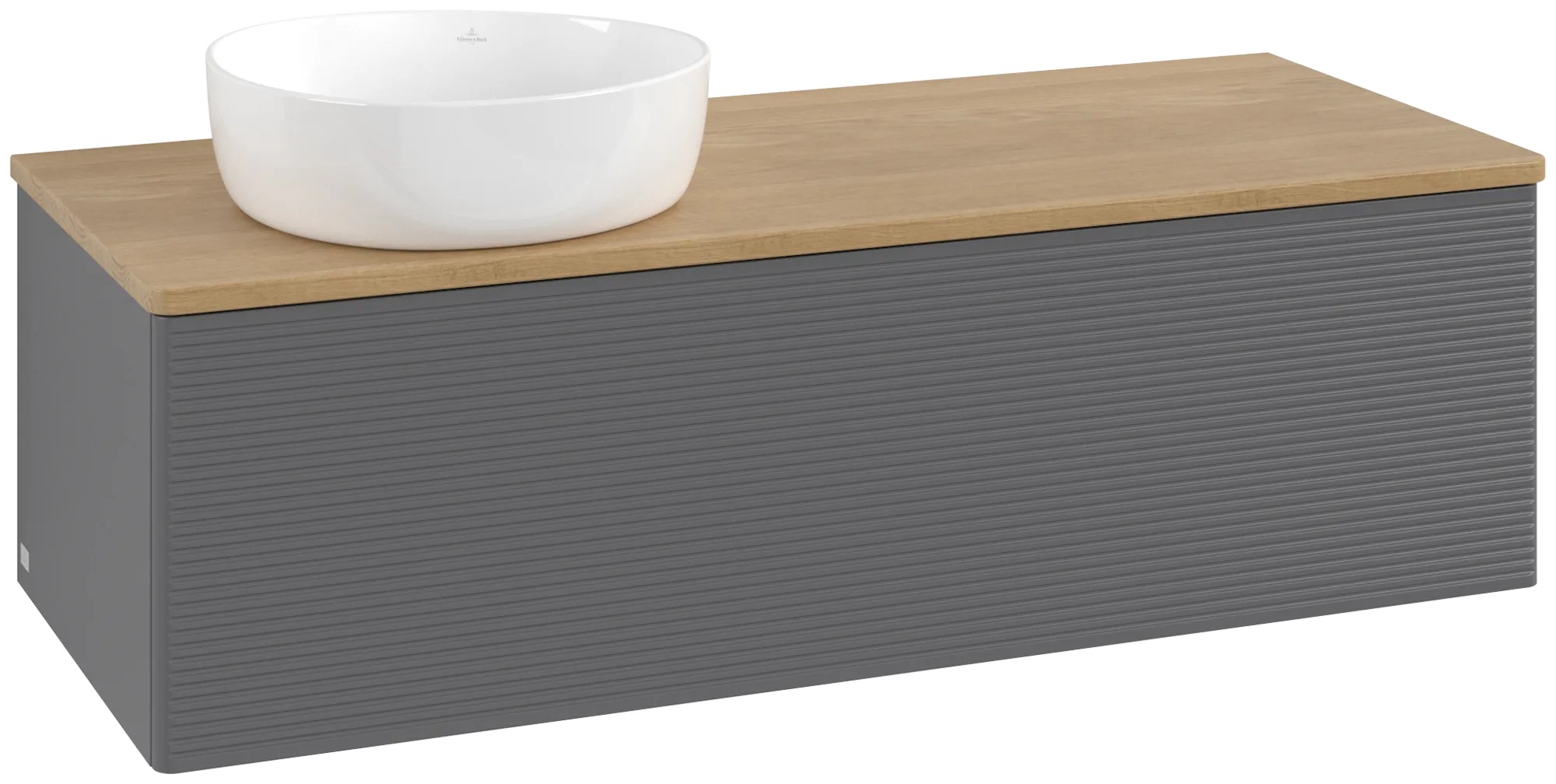 Bild von VILLEROY BOCH Antao Waschbeckenunterschrank, mit Beleuchtung, 1 Auszug, 1200 x 360 x 500 mm, Front mit Struktur, Anthracite Matt Lacquer / Honey Oak #L33111GK