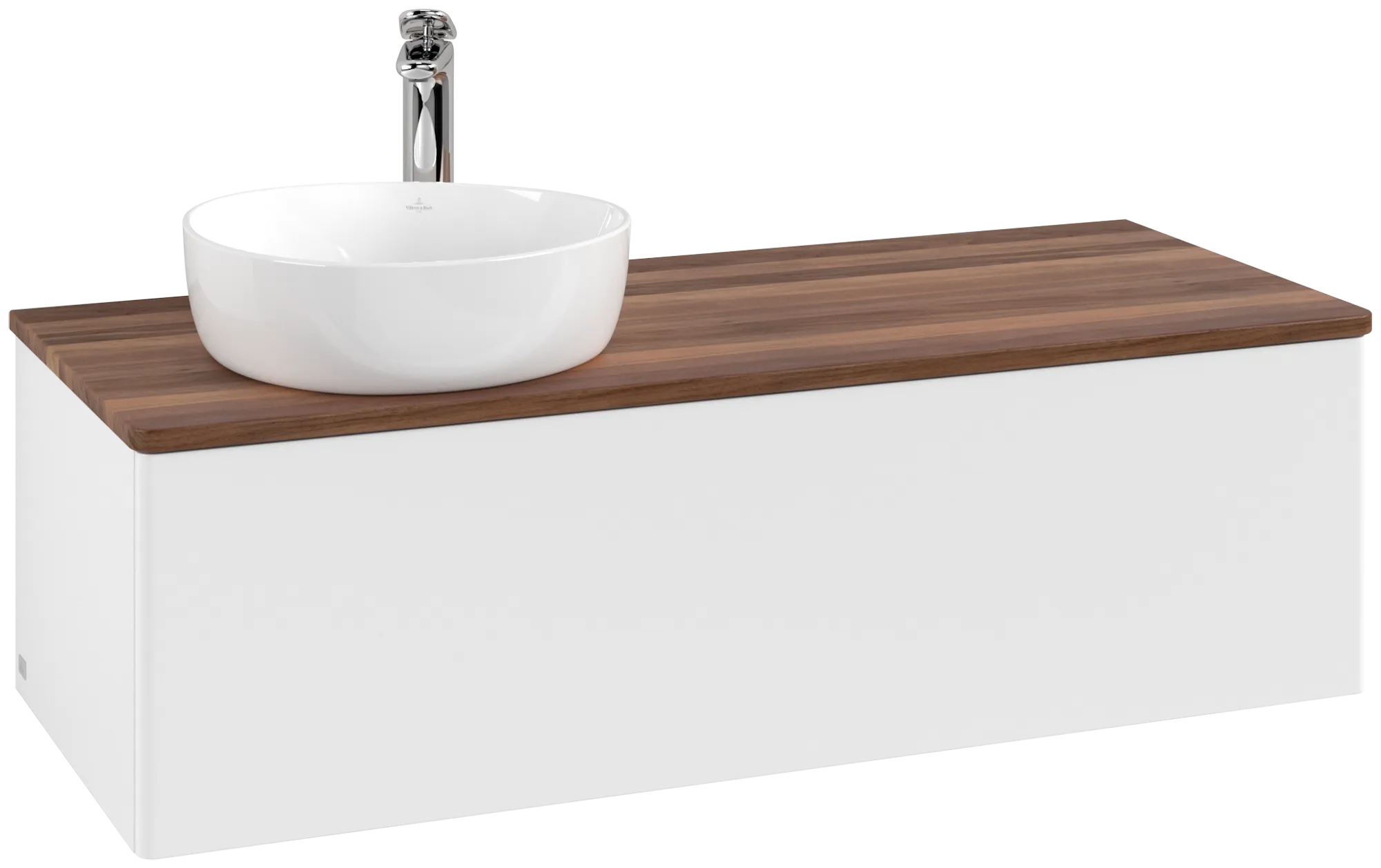 Obrázek VILLEROY BOCH Antao Vanity unit, with lighting, 1 pull-out compartment, 1200 x 360 x 500 mm, Front without structure, White Matt Lacquer / Warm Walnut #L33052MT