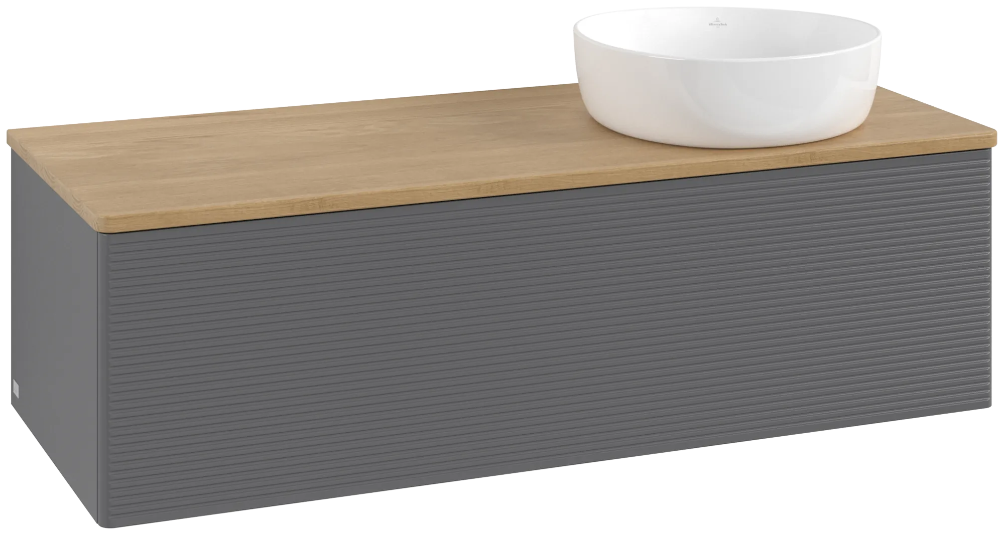 Bild von VILLEROY BOCH Antao Waschbeckenunterschrank, mit Beleuchtung, 1 Auszug, 1200 x 360 x 500 mm, Front mit Struktur, Anthracite Matt Lacquer / Honey Oak #L34111GK