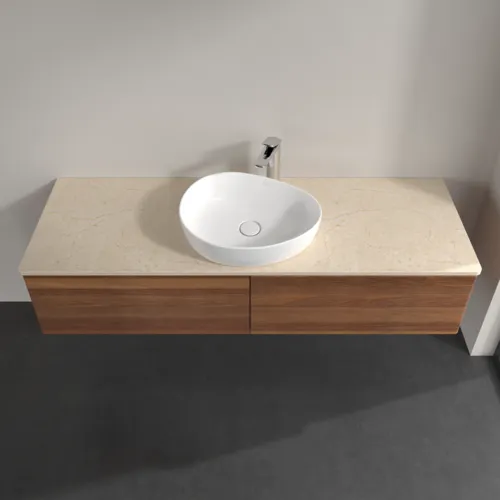 Bild von VILLEROY BOCH Antao Waschbeckenunterschrank, mit Beleuchtung, 2 Auszüge, 1600 x 360 x 500 mm, Front mit Struktur, Warm Walnut / Botticino #L36153HM