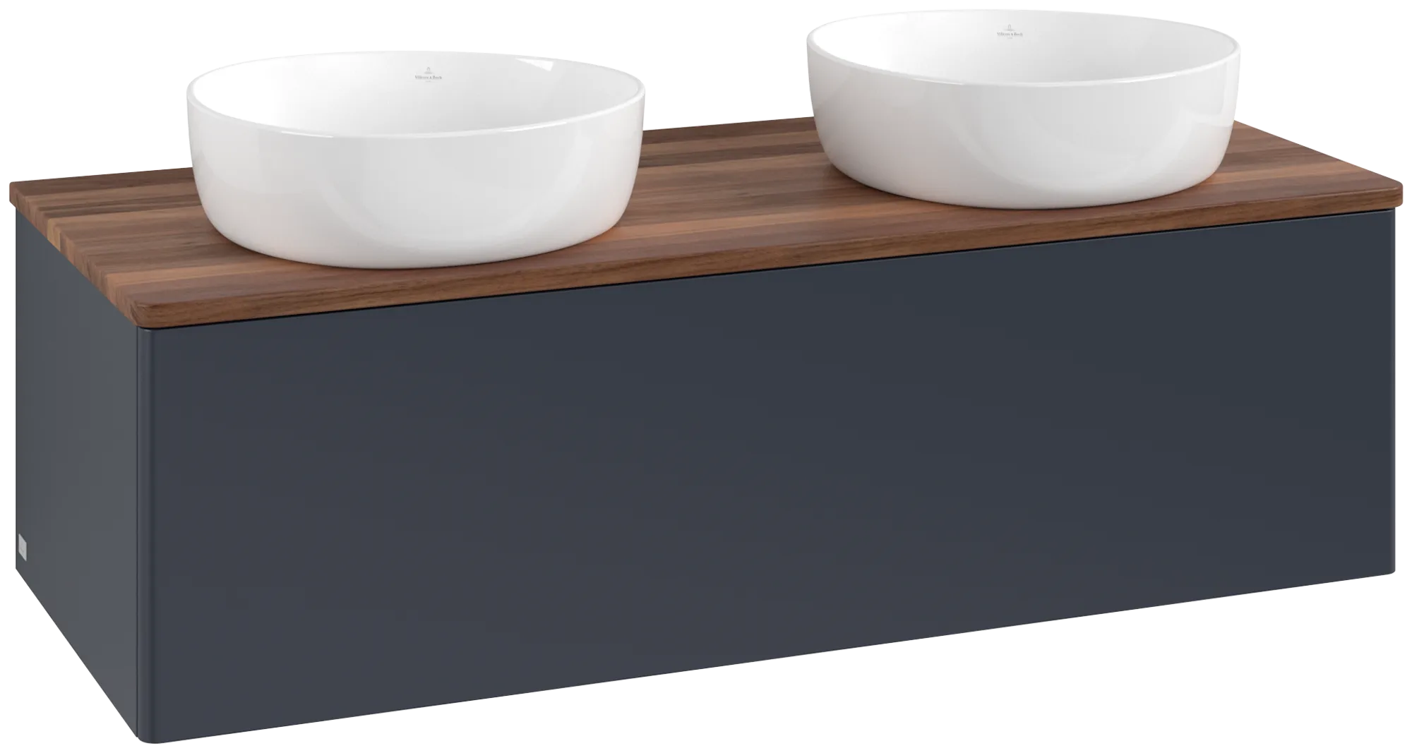 Bild von VILLEROY BOCH Antao Waschbeckenunterschrank, mit Beleuchtung, 1 Auszug, 1200 x 360 x 500 mm, Front ohne Struktur, Midnight Blue Matt Lacquer / Warm Walnut #L35012HG