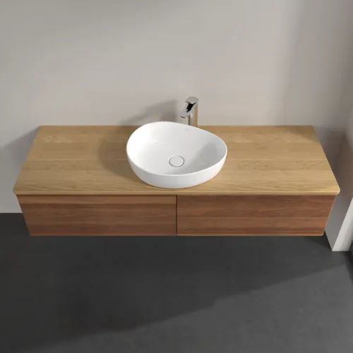 Bild von VILLEROY BOCH Antao Waschbeckenunterschrank, mit Beleuchtung, 2 Auszüge, 1600 x 360 x 500 mm, Front mit Struktur, Warm Walnut / Honey Oak #L36151HM