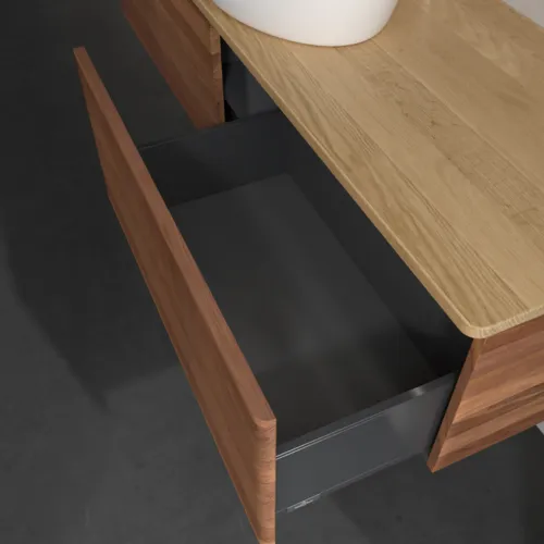Bild von VILLEROY BOCH Antao Waschbeckenunterschrank, mit Beleuchtung, 2 Auszüge, 1600 x 360 x 500 mm, Front mit Struktur, Warm Walnut / Honey Oak #L36151HM
