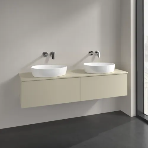 Obrázek VILLEROY BOCH Antao Vanity unit, with lighting, 2 pull-out compartments, 1600 x 360 x 500 mm, Front without structure, Silk Grey Matt Lacquer / Silk Grey Matt Lacquer #L39010HJ