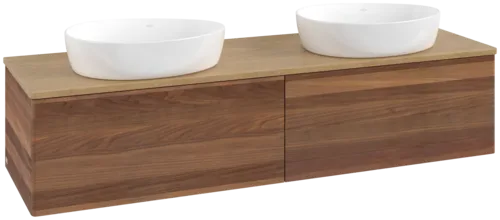 Bild von VILLEROY BOCH Antao Waschbeckenunterschrank, mit Beleuchtung, 2 Auszüge, 1600 x 360 x 500 mm, Front ohne Struktur, Warm Walnut / Honey Oak #L39011HM