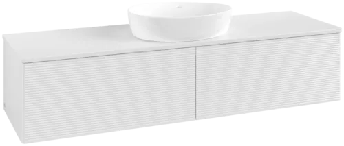 Bild von VILLEROY BOCH Antao Waschbeckenunterschrank, mit Beleuchtung, 2 Auszüge, 1600 x 360 x 500 mm, Front mit Struktur, Glossy White Lacquer / Glossy White Lacquer #L36110GF