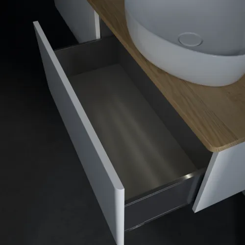 Bild von VILLEROY BOCH Antao Waschbeckenunterschrank, mit Beleuchtung, 2 Auszüge, 1600 x 360 x 500 mm, Front ohne Struktur, Glossy White Lacquer / Honey Oak #L38011GF