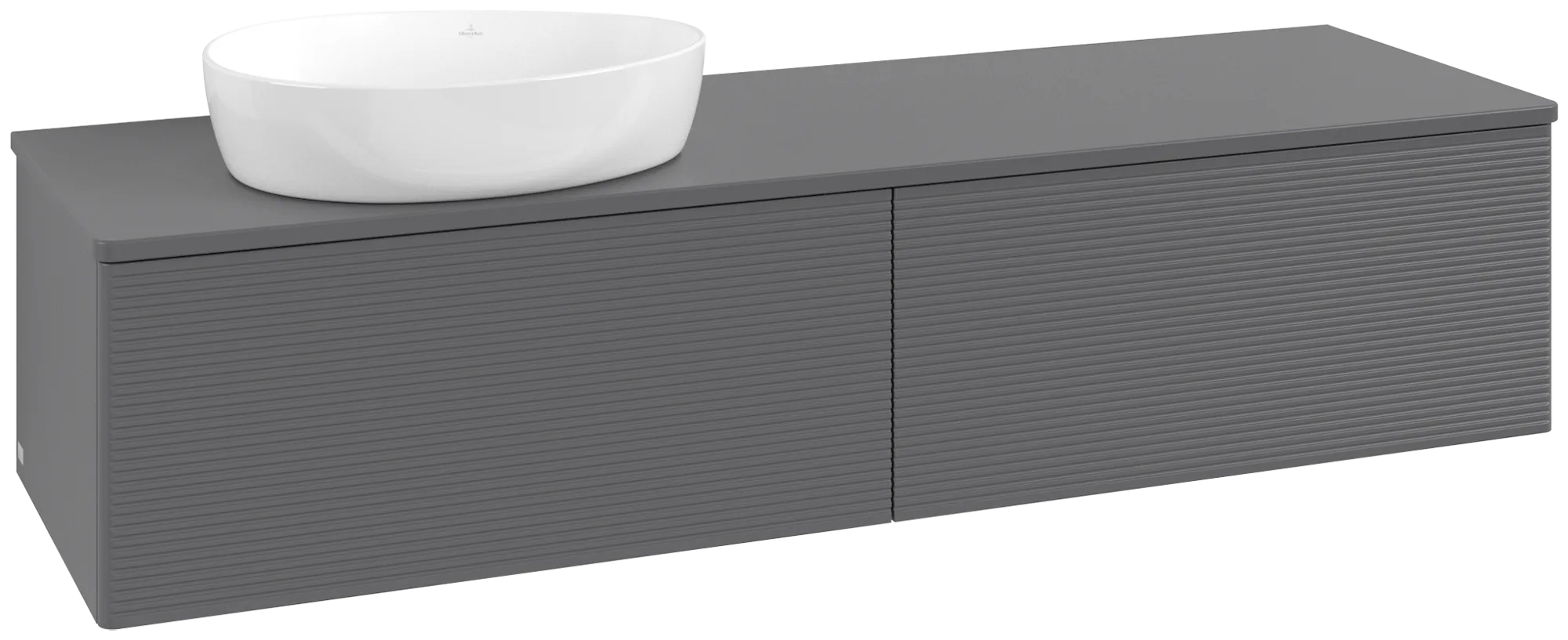 Bild von VILLEROY BOCH Antao Waschbeckenunterschrank, mit Beleuchtung, 2 Auszüge, 1600 x 360 x 500 mm, Front mit Struktur, Anthracite Matt Lacquer / Anthracite Matt Lacquer #L37150GK