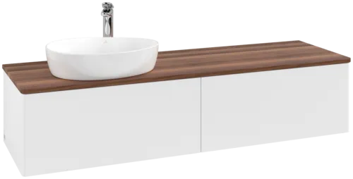 Bild von VILLEROY BOCH Antao Waschbeckenunterschrank, mit Beleuchtung, 2 Auszüge, 1600 x 360 x 500 mm, Front ohne Struktur, White Matt Lacquer / Warm Walnut #L37052MT