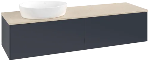 Bild von VILLEROY BOCH Antao Waschbeckenunterschrank, mit Beleuchtung, 2 Auszüge, 1600 x 360 x 500 mm, Front ohne Struktur, Midnight Blue Matt Lacquer / Botticino #L37013HG