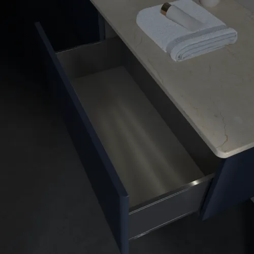Bild von VILLEROY BOCH Antao Waschbeckenunterschrank, mit Beleuchtung, 2 Auszüge, 1600 x 360 x 500 mm, Front ohne Struktur, Midnight Blue Matt Lacquer / Botticino #L37013HG