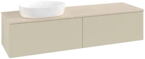 Bild von VILLEROY BOCH Antao Waschbeckenunterschrank, mit Beleuchtung, 2 Auszüge, 1600 x 360 x 500 mm, Front ohne Struktur, Silk Grey Matt Lacquer / Botticino #L37013HJ