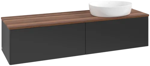 Bild von VILLEROY BOCH Antao Waschbeckenunterschrank, mit Beleuchtung, 2 Auszüge, 1600 x 360 x 500 mm, Front ohne Struktur, Black Matt Lacquer / Warm Walnut #L38012PD