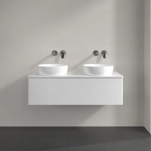 Bild von VILLEROY BOCH Antao Waschbeckenunterschrank, mit Beleuchtung, 1 Auszug, 1200 x 360 x 500 mm, Front ohne Struktur, Glossy White Lacquer / Glossy White Lacquer #L35050GF
