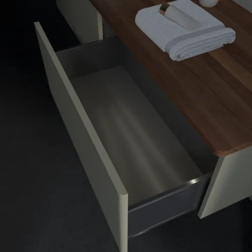 Bild von VILLEROY BOCH Antao Waschbeckenunterschrank, mit Beleuchtung, 2 Auszüge, 1600 x 360 x 500 mm, Front mit Struktur, Stone Grey Matt Lacquer / Warm Walnut #L37112HK