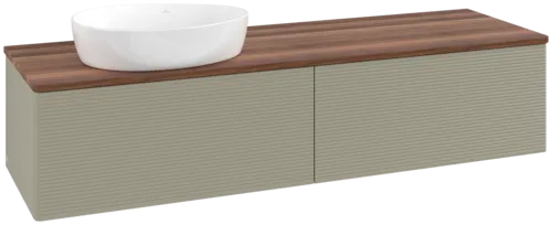 Bild von VILLEROY BOCH Antao Waschbeckenunterschrank, mit Beleuchtung, 2 Auszüge, 1600 x 360 x 500 mm, Front mit Struktur, Stone Grey Matt Lacquer / Warm Walnut #L37112HK