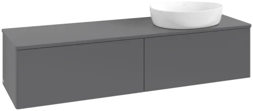 Bild von VILLEROY BOCH Antao Waschbeckenunterschrank, mit Beleuchtung, 2 Auszüge, 1600 x 360 x 500 mm, Front ohne Struktur, Anthracite Matt Lacquer / Anthracite Matt Lacquer #L38010GK