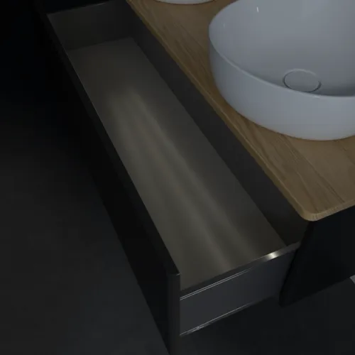 Bild von VILLEROY BOCH Antao Waschbeckenunterschrank, mit Beleuchtung, 1 Auszug, 1200 x 360 x 500 mm, Front ohne Struktur, Black Matt Lacquer / Honey Oak #L35011PD