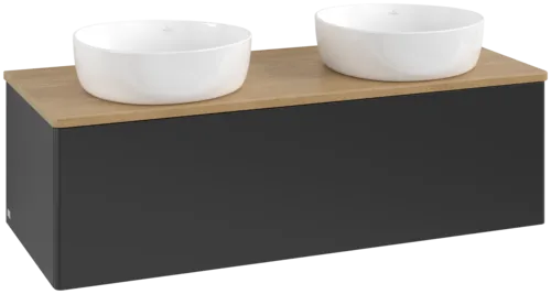 Bild von VILLEROY BOCH Antao Waschbeckenunterschrank, mit Beleuchtung, 1 Auszug, 1200 x 360 x 500 mm, Front ohne Struktur, Black Matt Lacquer / Honey Oak #L35011PD