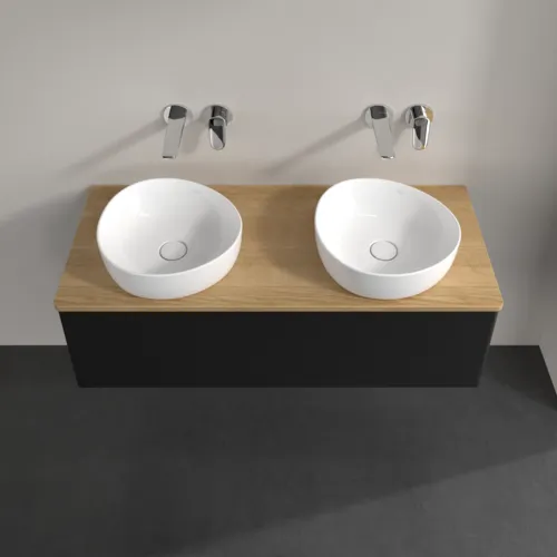 Bild von VILLEROY BOCH Antao Waschbeckenunterschrank, mit Beleuchtung, 1 Auszug, 1200 x 360 x 500 mm, Front ohne Struktur, Black Matt Lacquer / Honey Oak #L35011PD