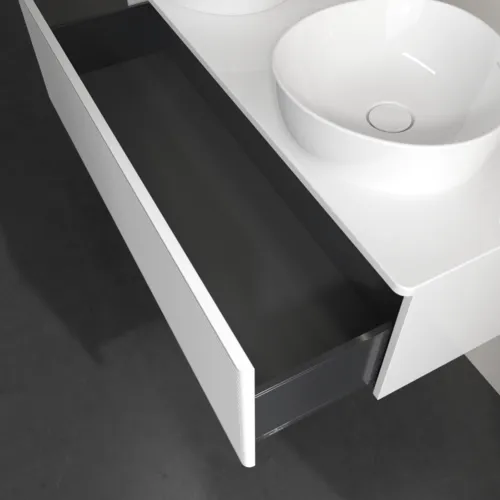 Bild von VILLEROY BOCH Antao Waschbeckenunterschrank, mit Beleuchtung, 1 Auszug, 1200 x 360 x 500 mm, Front mit Struktur, Glossy White Lacquer / Glossy White Lacquer #L35150GF