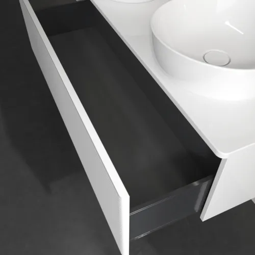 Bild von VILLEROY BOCH Antao Waschbeckenunterschrank, mit Beleuchtung, 1 Auszug, 1200 x 360 x 500 mm, Front mit Struktur, Glossy White Lacquer / Glossy White Lacquer #L35150GF
