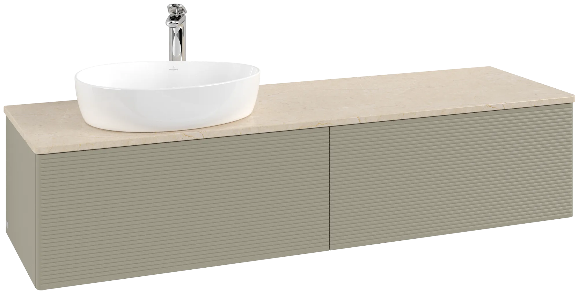 Bild von VILLEROY BOCH Antao Waschbeckenunterschrank, mit Beleuchtung, 2 Auszüge, 1600 x 360 x 500 mm, Front mit Struktur, Stone Grey Matt Lacquer / Botticino #L37153HK