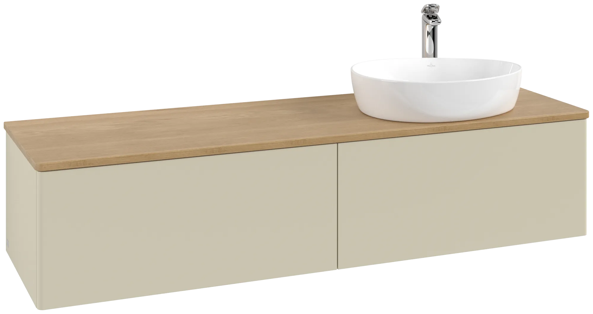 Bild von VILLEROY BOCH Antao Waschbeckenunterschrank, mit Beleuchtung, 2 Auszüge, 1600 x 360 x 500 mm, Front ohne Struktur, Silk Grey Matt Lacquer / Honey Oak #L38051HJ