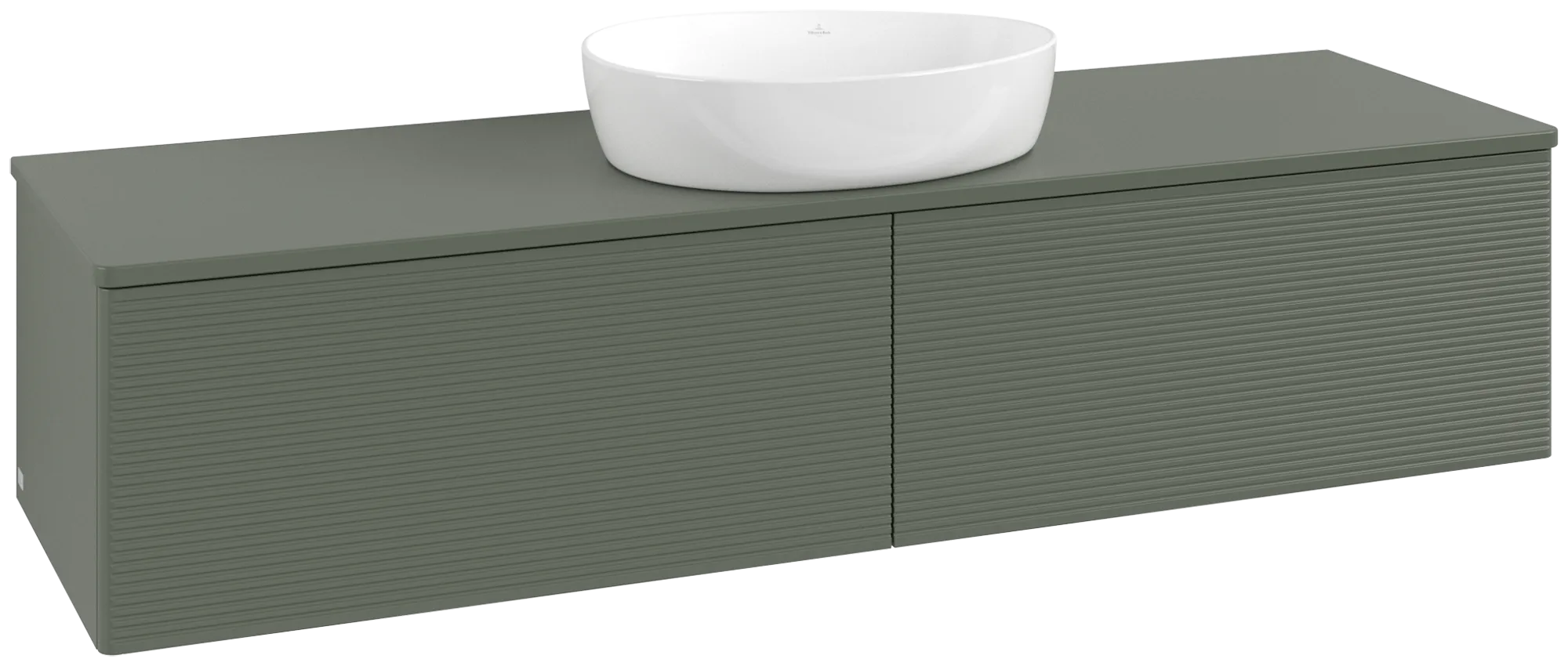 Obrázek VILLEROY BOCH Antao Vanity unit, with lighting, 2 pull-out compartments, 1600 x 360 x 500 mm, Front with grain texture, Leaf Green Matt Lacquer / Leaf Green Matt Lacquer #L36150HL