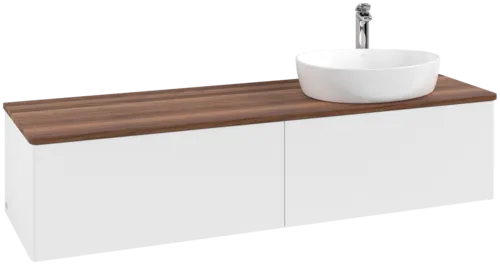 Bild von VILLEROY BOCH Antao Waschbeckenunterschrank, mit Beleuchtung, 2 Auszüge, 1600 x 360 x 500 mm, Front ohne Struktur, White Matt Lacquer / Warm Walnut #L38052MT