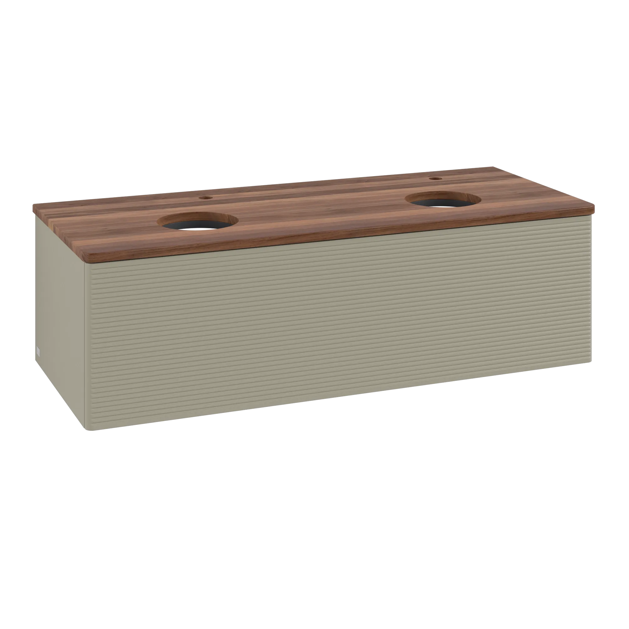 Bild von VILLEROY BOCH Antao Waschbeckenunterschrank, mit Beleuchtung, 1 Auszug, 1200 x 360 x 500 mm, Front mit Struktur, Stone Grey Matt Lacquer / Warm Walnut #L35152HK