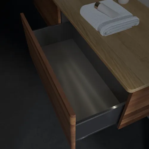 Bild von VILLEROY BOCH Antao Waschbeckenunterschrank, mit Beleuchtung, 2 Auszüge, 1600 x 360 x 500 mm, Front ohne Struktur, Warm Walnut / Honey Oak #L37011HM