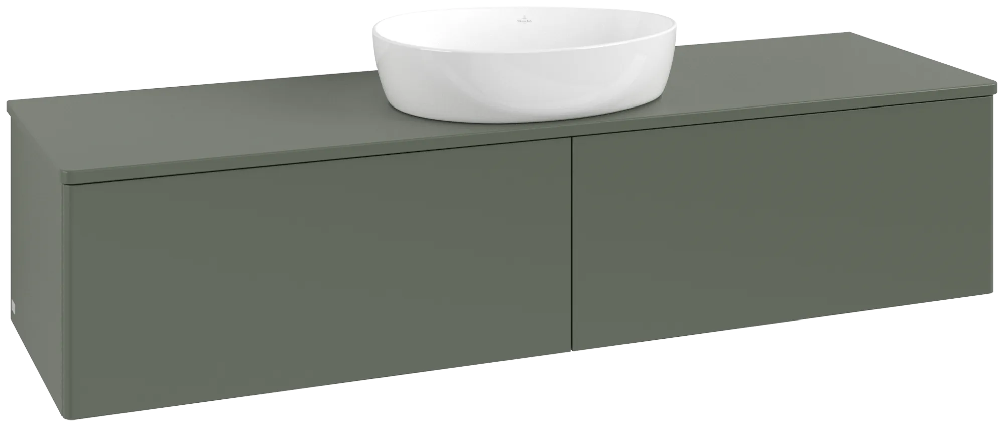 Bild von VILLEROY BOCH Antao Waschbeckenunterschrank, mit Beleuchtung, 2 Auszüge, 1600 x 360 x 500 mm, Front ohne Struktur, Leaf Green Matt Lacquer / Leaf Green Matt Lacquer #L36050HL