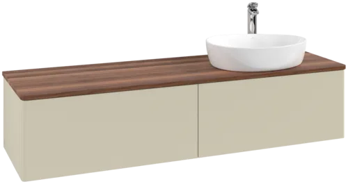 Bild von VILLEROY BOCH Antao Waschbeckenunterschrank, mit Beleuchtung, 2 Auszüge, 1600 x 360 x 500 mm, Front ohne Struktur, Silk Grey Matt Lacquer / Warm Walnut #L38052HJ