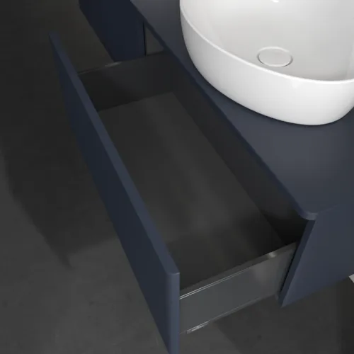 Obrázek VILLEROY BOCH Antao Vanity unit, with lighting, 2 pull-out compartments, 1600 x 360 x 500 mm, Front with grain texture, Midnight Blue Matt Lacquer / Midnight Blue Matt Lacquer #L39110HG