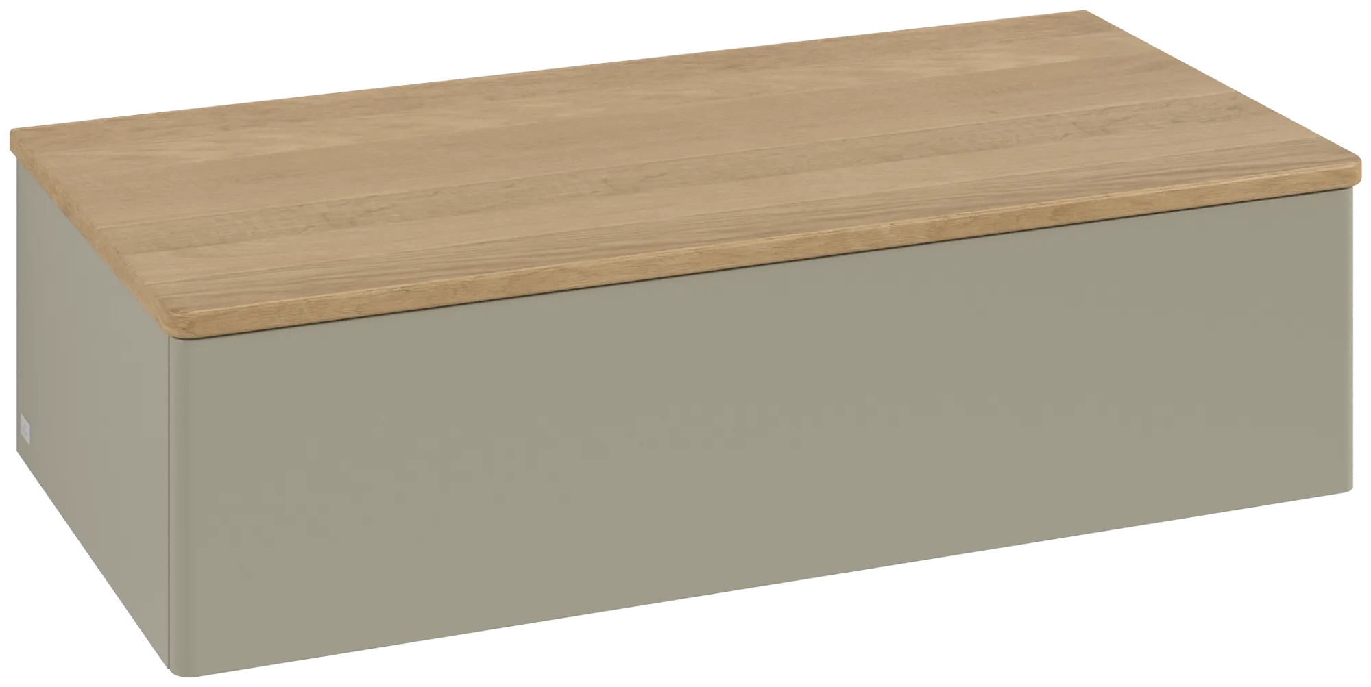Bild von VILLEROY BOCH Antao Sideboard, mit Beleuchtung, 1 Auszug, 1000 x 268 x 500 mm, Front ohne Struktur, Stone Grey Matt Lacquer / Honey Oak #L40001HK
