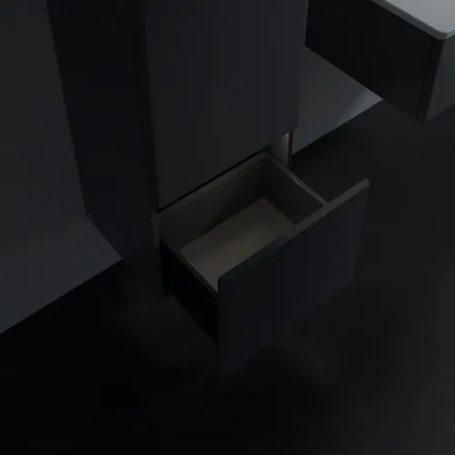 Picture of VILLEROY BOCH Antao Medium-height cabinet, with lighting, 1 door, 414 x 1039 x 356 mm, Front with grain texture, Anthracite Matt Lacquer / Anthracite Matt Lacquer #L43100GK
