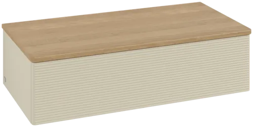 Bild von VILLEROY BOCH Antao Sideboard, mit Beleuchtung, 1 Auszug, 1000 x 268 x 500 mm, Front mit Struktur, Silk Grey Matt Lacquer / Honey Oak #L40101HJ