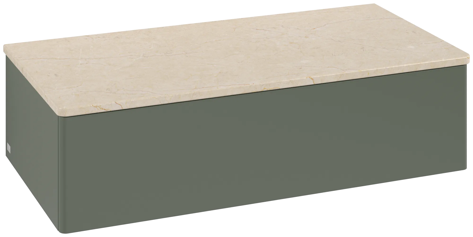 Bild von VILLEROY BOCH Antao Sideboard, mit Beleuchtung, 1 Auszug, 1000 x 268 x 500 mm, Front ohne Struktur, Leaf Green Matt Lacquer / Botticino #L40003HL