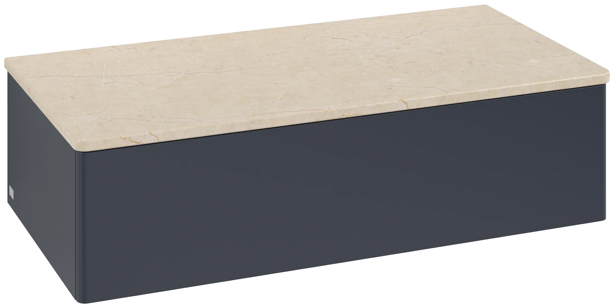Bild von VILLEROY BOCH Antao Sideboard, mit Beleuchtung, 1 Auszug, 1000 x 268 x 500 mm, Front ohne Struktur, Midnight Blue Matt Lacquer / Botticino #L40003HG