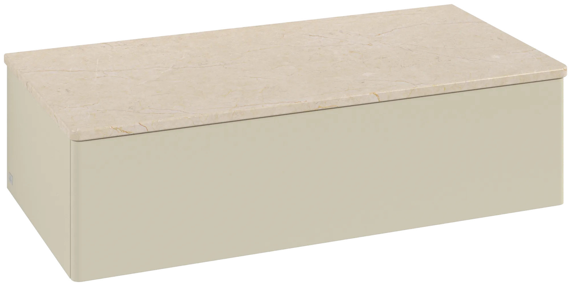 Bild von VILLEROY BOCH Antao Sideboard, mit Beleuchtung, 1 Auszug, 1000 x 268 x 500 mm, Front ohne Struktur, Silk Grey Matt Lacquer / Botticino #L40003HJ