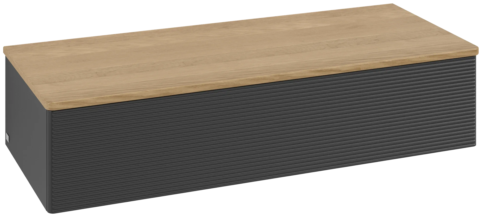 Bild von VILLEROY BOCH Antao Sideboard, mit Beleuchtung, 1 Auszug, 1200 x 268 x 500 mm, Front mit Struktur, Black Matt Lacquer / Honey Oak #L41101PD